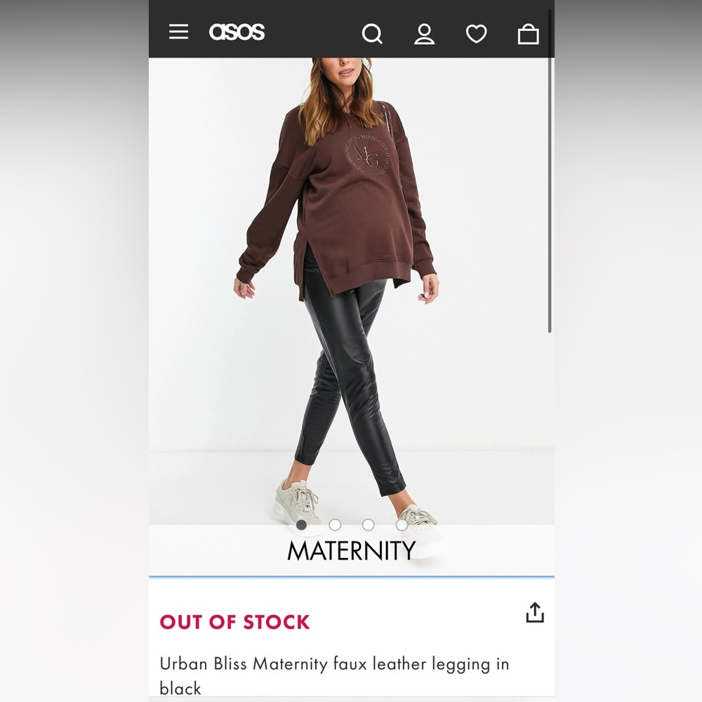 ASOS Urban Bliss Maternity faux leather leggings in Black